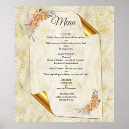 Gold Elegante Ripple Effect & Rose Blätter und Vog Poster