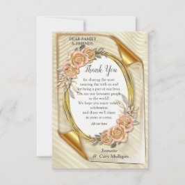 Gold Elegante Ripple Effect & Rose Blätter und Vog RSVP Karte