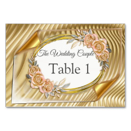 Gold Elegante Ripple Effect & Rose Blätter und Vog Tischnummer