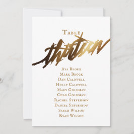 Gold Elegante Script-Tischnummer 13 Seating Chart Einladung