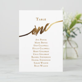 Gold Elegante Script-Tischnummer 1 Seating Chart Einladung