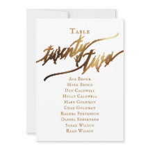 Gold Elegante Script-Tischnummer 22 Seating Chart
