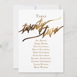 Gold Elegante Script-Tischnummer 22 Seating Chart Einladung
