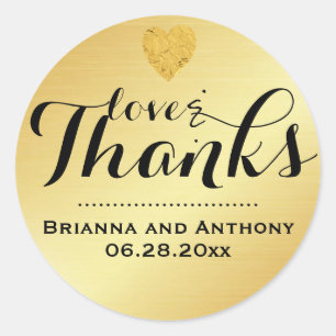 Gold Elegante Script Wedding Dankeschön Sticker