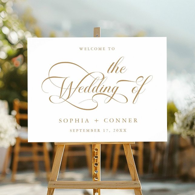Gold Elegante Script Wedding Welcome Sign Poster (Von Creator hochgeladen)