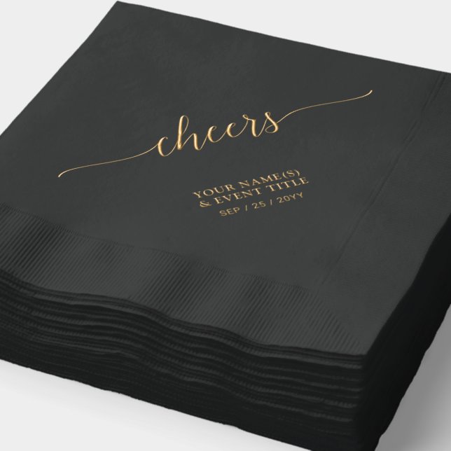 Gold | Elegante stilvolle Briefing Cheers Event Servietten Mit Folie (Ausschnitt)