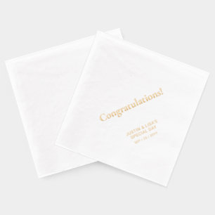 Gold Elegante stilvolle Schriftzug Gratulation Servietten Mit Folie