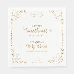 Gold Elegante Sweetheart Valentine Baby Shower Serviette