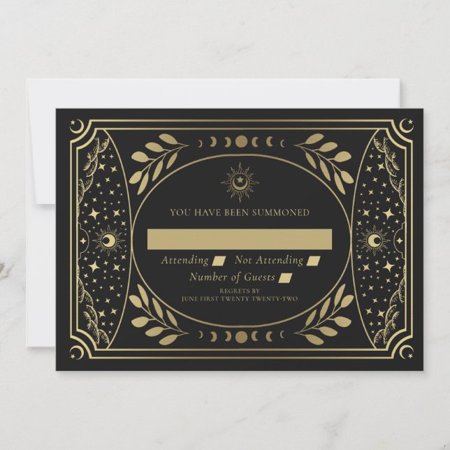 Gold Elegante Tarot Card Wedding RSVP Einladung (Vorderseite)