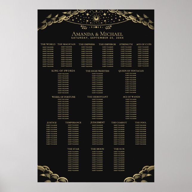 Gold elegante Übersicht über das mystische Tarot b Poster (Vorne)