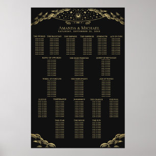 Gold elegante Übersicht über das mystische Tarot b Poster