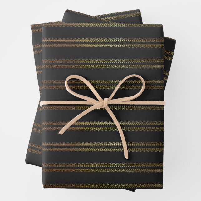 Gold Elegante Verziert Romantik Geschenkpapier Set (Beispiel)