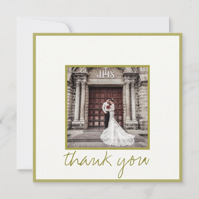 Gold Elegante Vielen Dank für Ihre Hochzeit Foto-K Einladung (Vorderseite)