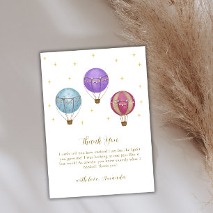 Gold Elegante Vintage Heißluftballon Babydusche Dankeskarte
