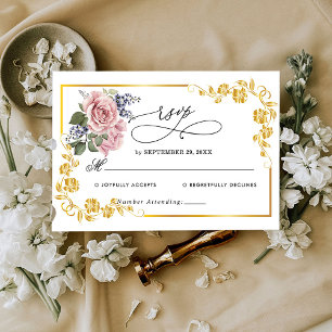 Gold Elegante Wedding RSVP Card Karte