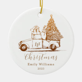 Gold Elegante Weihnachtsbaum Baby's First Christma Keramik Ornament