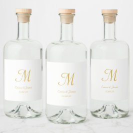 Gold Elegante White Script Monogram Gastgeschenk H Alkoholflaschenetikett