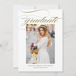 Gold Eleganter Calligraphy Foto Abschluss Ankündigung