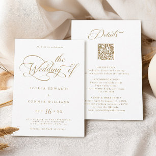Gold Eleganter Charme Hochzeit in einem Einladung