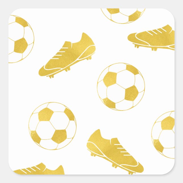 Gold Eleganter Classic Soccer Cleats Ball Quadratischer Aufkleber (Vorderseite)