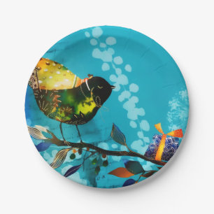 Gold Eleganter glücklicher Songbird wünscht Wass Pappteller