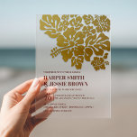 Gold - Eleganter Hibiskus Beach Wedding Acryleinladungen<br><div class="desc">Eleganter Hibiskus Beach Hochzeitseinladungen - Mit dieser ultra-stylischen Strandeinladung laden Sie Ihre Gäste zu einer Traumhochzeit ein! Unsere Einladungen bieten wunderschöne Hibiskus-Blume in luxuriöser Goldfarbe, die Ihrem besonderen Tag eine Touch von Küstenstreifen verleihen. Diese Einladungen sind perfekt, um den Ton für Ihre Hochzeit am Strand Set und Ihren Gästen einen...</div>