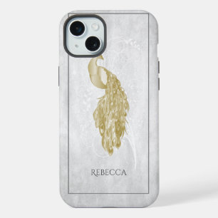 Gold Eleganter Pfau Personalisiert iPhone 15 Plus Hülle