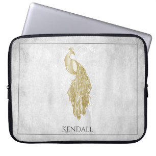 Gold Eleganter Pfau Personalisierter Laptop-Sieb Laptopschutzhülle