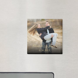 Gold Elegantes Calligraphy Wedding Foto Magnet
