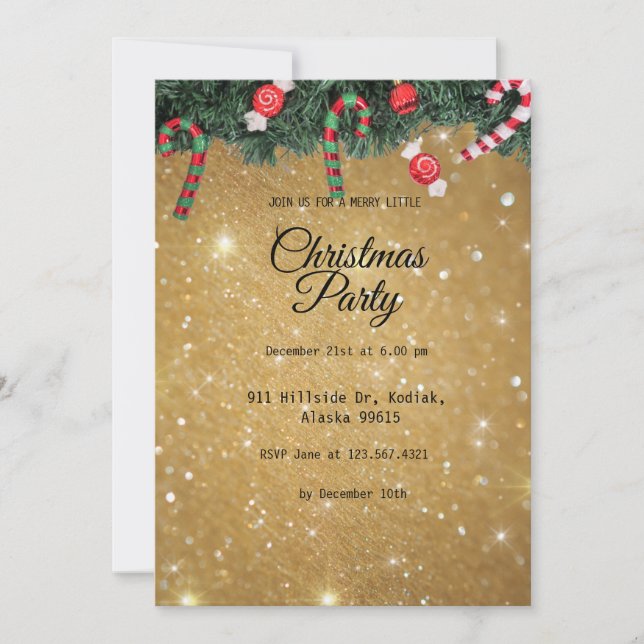 Gold Elegantes Einfaches Modernes Weihnachts-Party Einladung (Vorderseite)