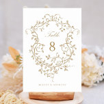 Gold Elegantes französisches Viktorianisches Wappe Tischnummer<br><div class="desc">Klassische französische Tischnummer mit viktorianischem vergoldetem Wappen. Für eine weiter gehende Anpassung dieses Designs klicken Sie bitte auf die Schaltfläche "DESIGN TOOL" oben!</div>