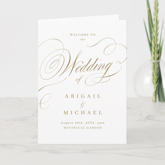 Gold Elegantes Hochzeitsprogramm für klassische Ka Programm (Vorderseite)