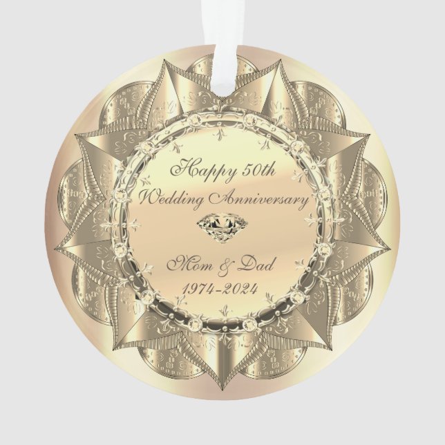 Gold Elegantes Ornament 50. Hochzeitssommerorn (Rückseite)