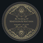 Gold Elegantes Tarot Wedding Classic Round Sticker<br><div class="desc">Elegantes und modernes Hochzeitsdesign inspiriert durch eine Tarot-Karte. Design ist keine echte Folie. Sie können dies durch einen Klick auf "PERSONALISIEREN" weiter anpassen. Matching Items in unserem Shop für ein komplettes Party Thema. Für weitere Fragen wenden Sie sich bitte an ThePaperieGarden@gmail.com</div>