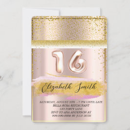 Gold Eleganz, Rose Gold 16 . Geburtstag Invitati Einladung