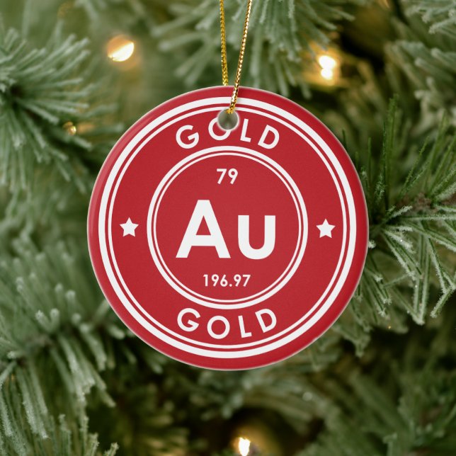 Gold Element Rote Keramik Ornament (Baum)