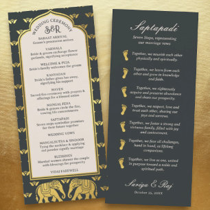 Gold Elephant Indian & Hindu Wedding Program Card Programm