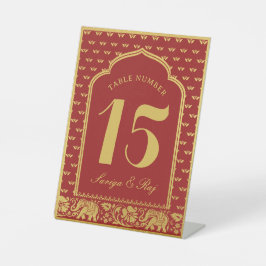 Gold Elephant & Lotus Blume Hochzeit Tischnummer Sockelschild