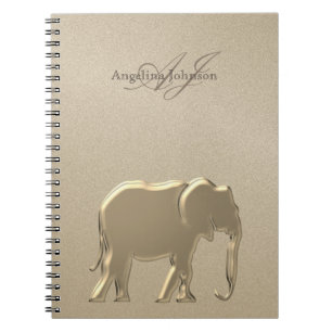 Gold Elephant Luxury Mit Monogramm Notizblock