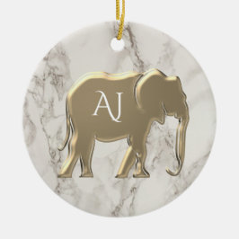 Gold Elephant Marble Mit Monogramm Keramik Ornament