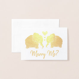 Gold Elephant Pair mit Heiratsantrag Folienkarte
