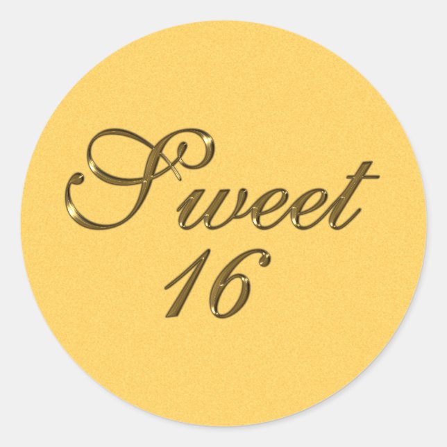 Gold Embossed Look Sweet 16 Umschlag Aufkleber FV  (Vorderseite)