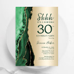 Gold Emerald Green Agate Überraschung 30. Geburtst Einladung<br><div class="desc">Smaragdgrün und goldfarben überraschen 30. Geburtstag Party Einladung. Elegantes modernes Design mit Aquarellfarben-marmorgeode Hintergrund,  Imitate Glitzer Gold und Typografie Skript-Schriftart. Die trendige Einladungskarte eignet sich perfekt für eine stilvolle Damenfeier. Gedruckte Zazzle Einladungen oder Sofortdownload digitalen druckbaren Vorlage.</div>