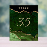 Gold Emerald Green Agate Wedding Tischnummer