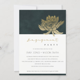 GOLD EMERALD GREEN LOTUS FLORAL VERLOBUNG EINLADEN DANKESKARTE