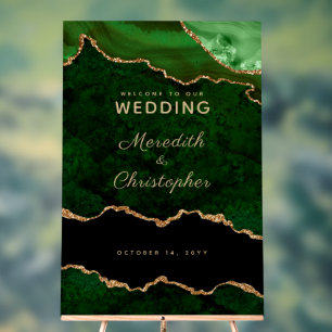 Gold Emerald Green Marble Agate Mariage Bienvenue