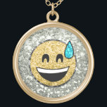 *~* Gold Emoji AP41 Bead Sweat Smile Vergoldete Kette<br><div class="desc">(Suchen Sie die ID AP41 für Emoji und die ID AP40 für glänzende Schmuckstücke ähnlichen Designs auf verschiedenen Produkten ) EMOJI NECKLACE GRINNING FACE WITH ONE BEAD OF SWEAT EMOJI * Energetisch Enhanced zeitgenössisches, lustiges, modernes, beliebtes niedliches GRINNING FACE MIT ONE BEAD EMOJI Design mit einem Imitat sparkling Glitzer Diamanten...</div>