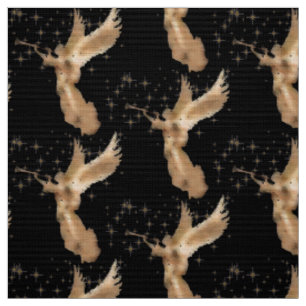 Gold Engel mit Trompete Night Sky mit Gold Stars Stoff