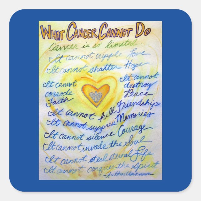 Gold Engel Was Krebs nicht tun Gedicht Aufkleber (Vorderseite)