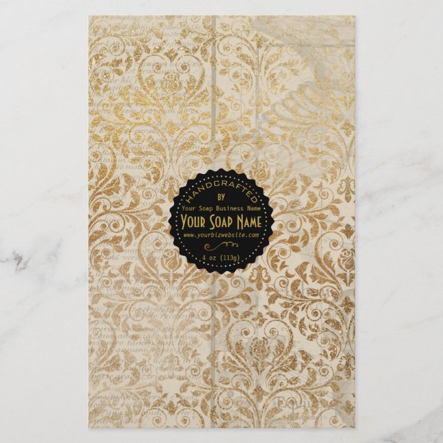 Gold Ephemera Vintag Soap Wrap Paper - Satin (Vorderseite)